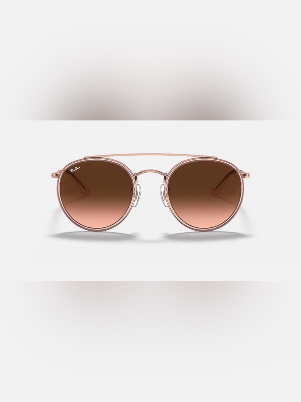 Ray Ban Around Double Bridge Sunglasses In “Copper & Brown”